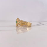 Anillo Brujula Estrella Cardinal 7.4gr / T10 3/4 / Circones Verde Blancos Oro Amarillo 18K $