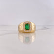 Anillo Greca 8.85gr / T9 1/4 / Circones Verdes Blancos Oro Amarillo 18K $