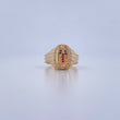 Anillo Virgen Guadalupe 4.45gr / T6 / Circones Fucsias Azules Blancos Oro Amarillo 18K $