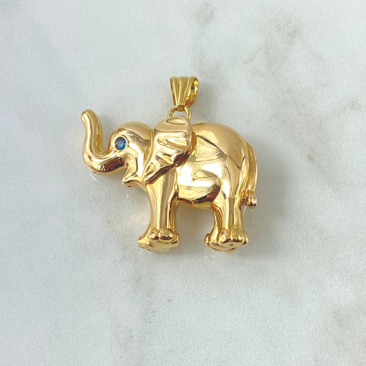 Dije Elefante 4.85gr / 4cm Circones Azules Oro Amarillo Italy +4 (Oferta)