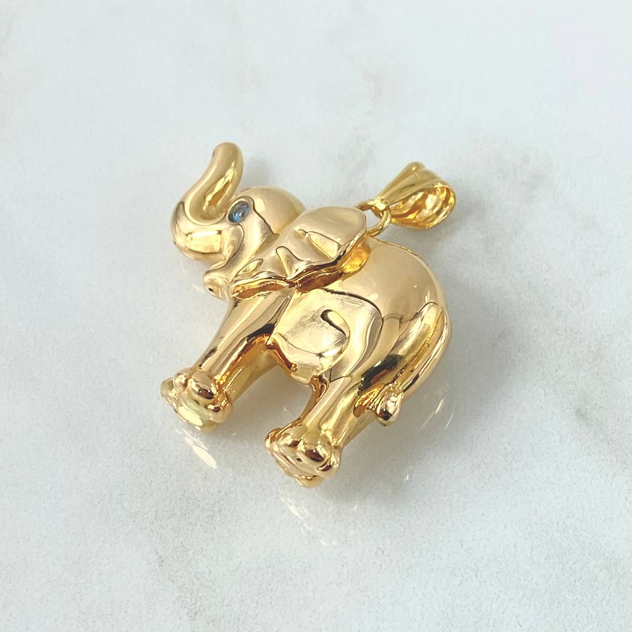 Dije Elefante 4.85gr / 4cm Circones Azules Oro Amarillo Italy +4 (Oferta)