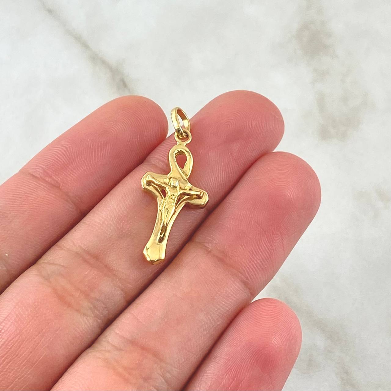 Dije Cristo Cruz Egipcia 1.95gr / 2.8cm Oro Amarillo (Oferta)