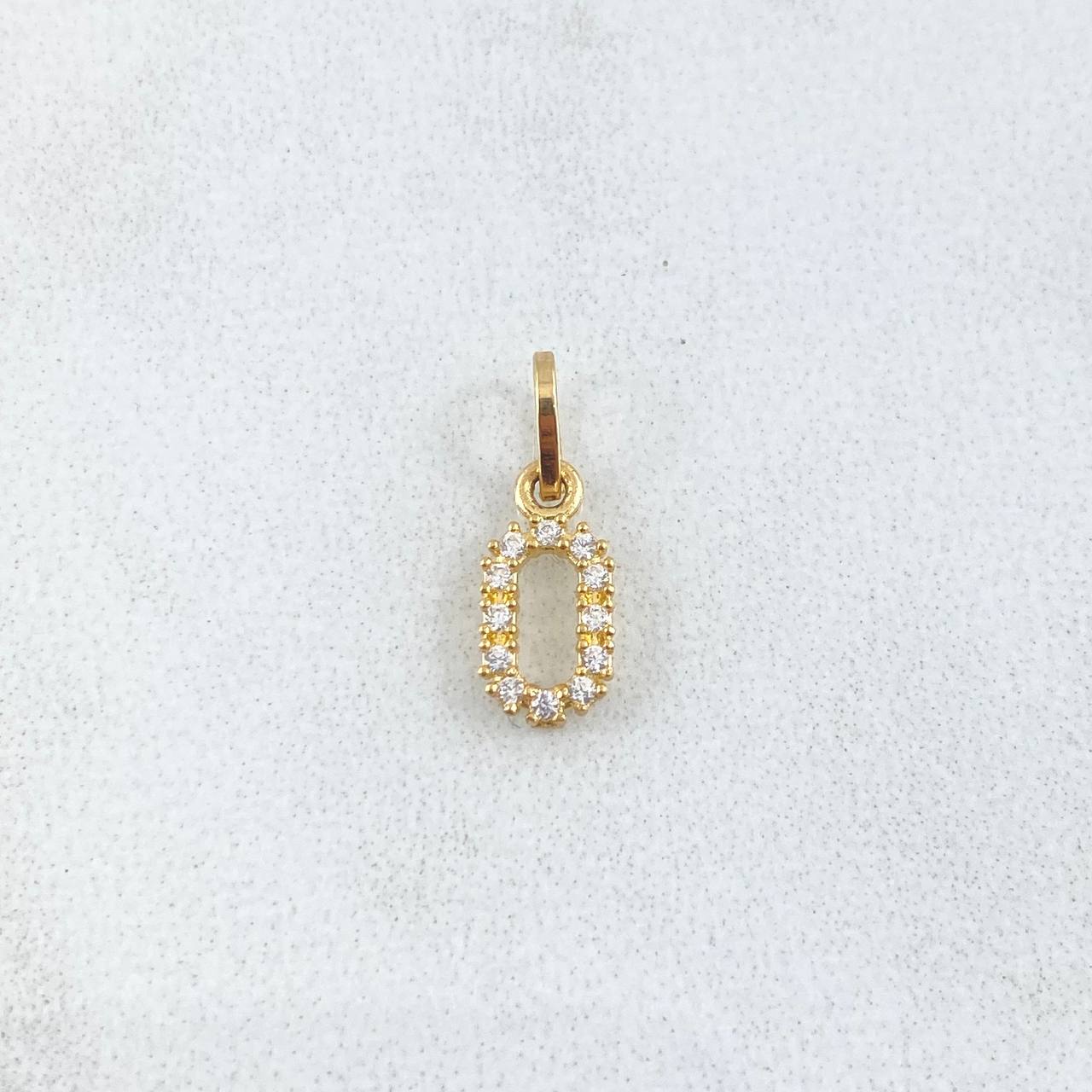 Dije Letra O 0.3gr/1.5cm Circones Blancos Oro Amarillo (Oferta)