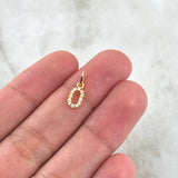 Dije Letra O 0.3gr/1.5cm Circones Blancos Oro Amarillo (Oferta)