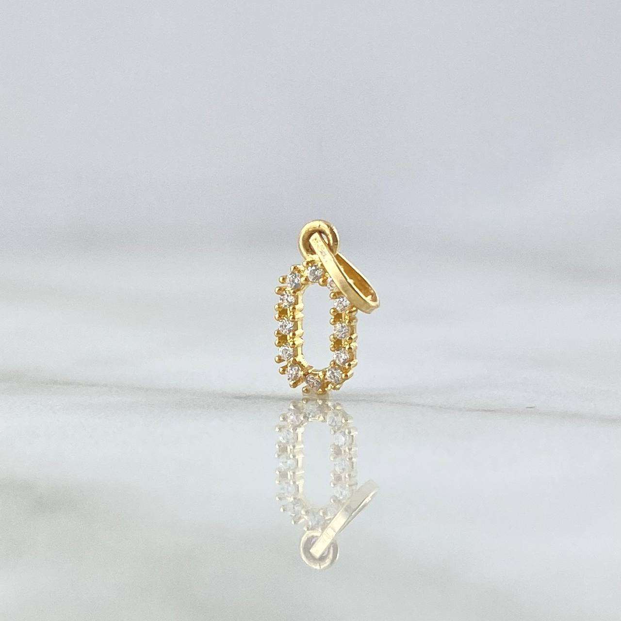 Dije Letra O 0.3gr/1.5cm Circones Blancos Oro Amarillo (Oferta)