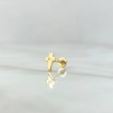 Piercing Cruz 0.45gr / 6mm Rosca Plana Oro Amarillo 18K (Joya) *