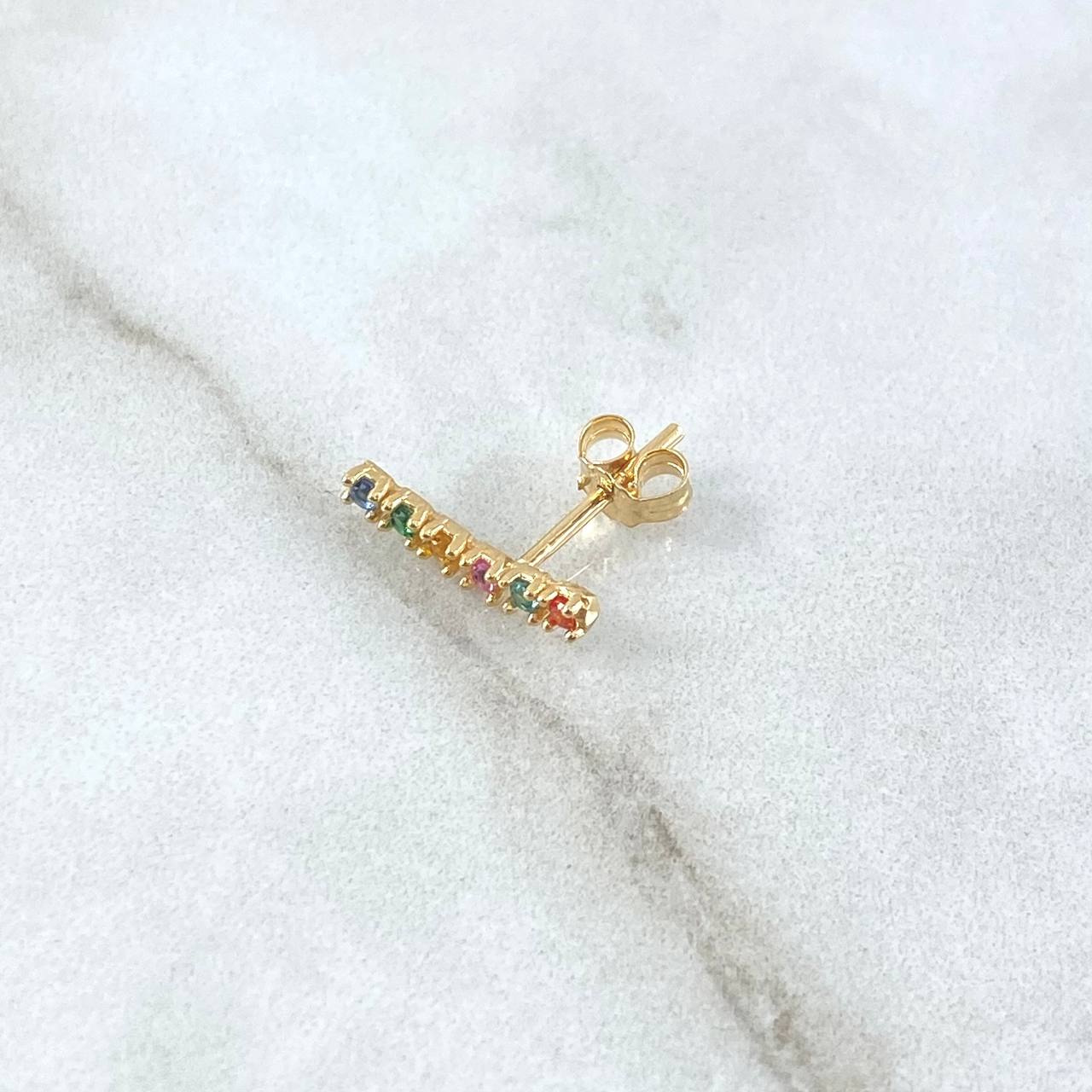 Piercing Lineal Colores 0.6gr / 1.3cm / Circones De Colores Oro Amarillo 18K (Joya) *