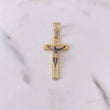 Dije Cristo Señor De Los Milagros 4.05gr / 4cm / Circones Blancos Dos Oros Negro Amarillo 18K $