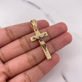 Dije Cristo Señor De Los Milagros 4.05gr / 4cm / Circones Blancos Dos Oros Negro Amarillo 18K $