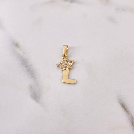 Dije Letra L Corona 0.9gr / 2.2cm / Circones Blancos Oro Amarillo 18K $