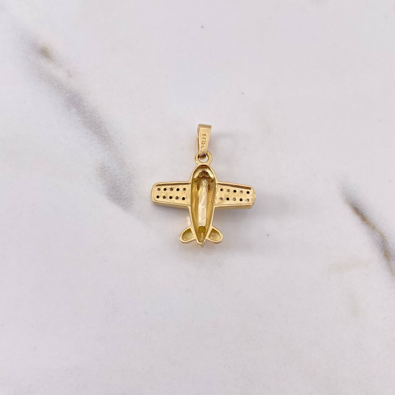 Dije Avion 2.15gr / 2.3cm / Circones Negros Blancos Dos Oros Amarillo Blanco 18K $