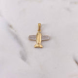 Dije Avion 2.25gr / 2.3cm / Circones Blancos Dos Oros Amarillo Blanco 18K $