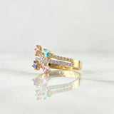 Anillo Colgantes 2.8gr / T6 1/2 / Circones Blancos Rosados Morado Azul Celeste Oro Amarillo 18K ©