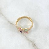 Anillo Colgantes 2.8gr / T6 1/2 / Circones Blancos Rosados Morado Azul Celeste Oro Amarillo 18K ©