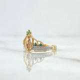 Anillo Corona Virgen Milagrosa 2.45gr / T7 1/4 / Circones Blancos Verdes Oro Amarillo 18K ©