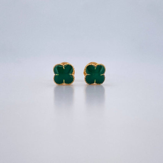 Topos Trebol VCyA 0.95gr / 5.5mm Resina Verde Oro Amarillo 18K &