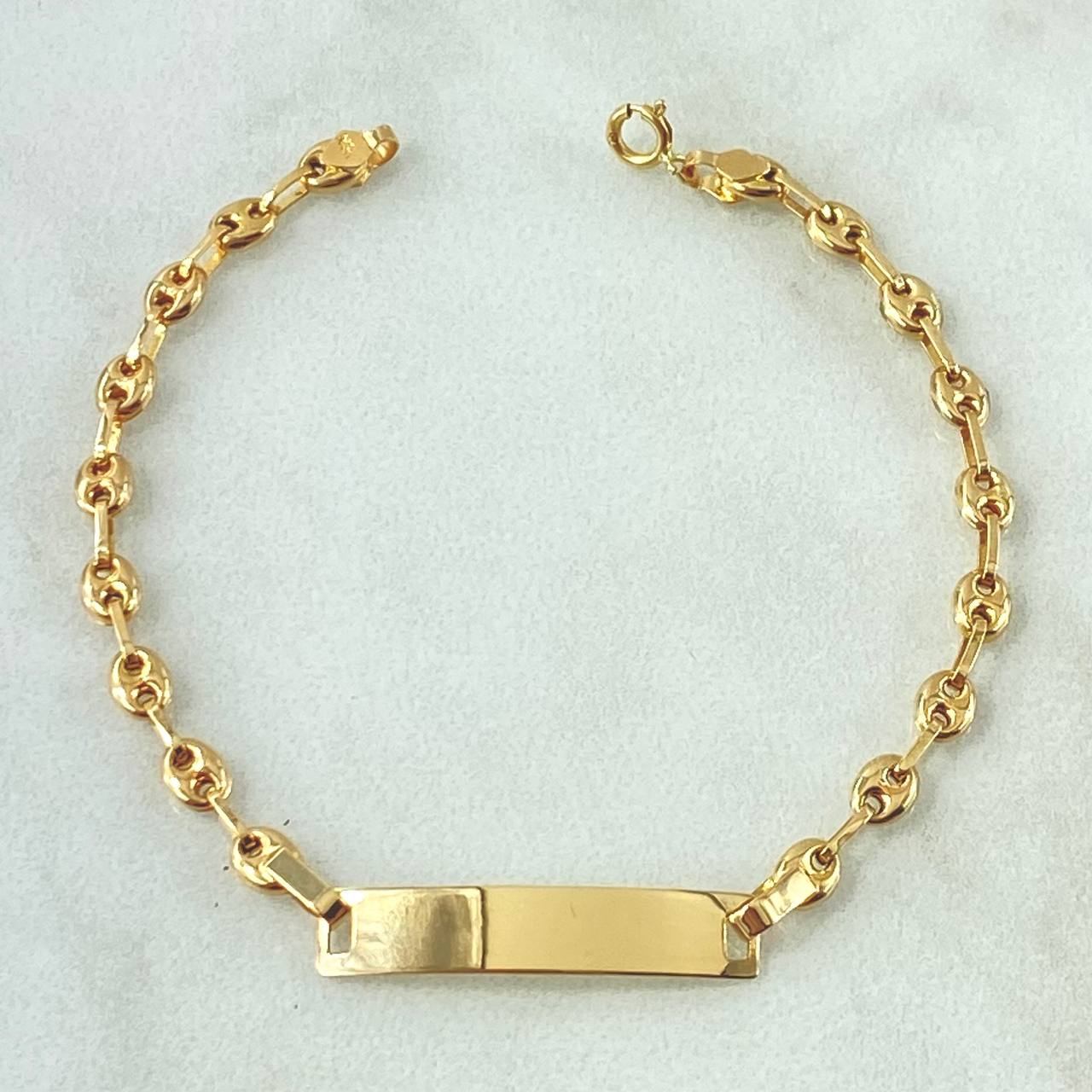 Pulso Bebé GC Placa Rectangular 2gr / 13.5cm / 3mm Liso Oro Amarillo 18K *