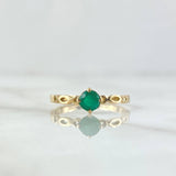 Anillo Solitario Cuatro Garras En Onda 2.1gr / T7 3/4 / Esmeraldas 34pts Oro Amarillo 18K (Joya) ©