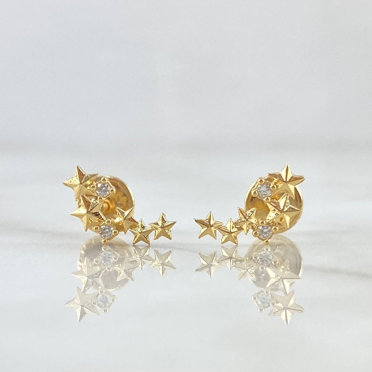 Topos Arco De Estrellas 0.85gr / 1cm / Circones Blancos Oro Amarillo 18K *