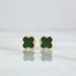 Topos Trebol 0.75gr / 6mm Borde Punteado Resina Verde Oro Amarillo 18K *