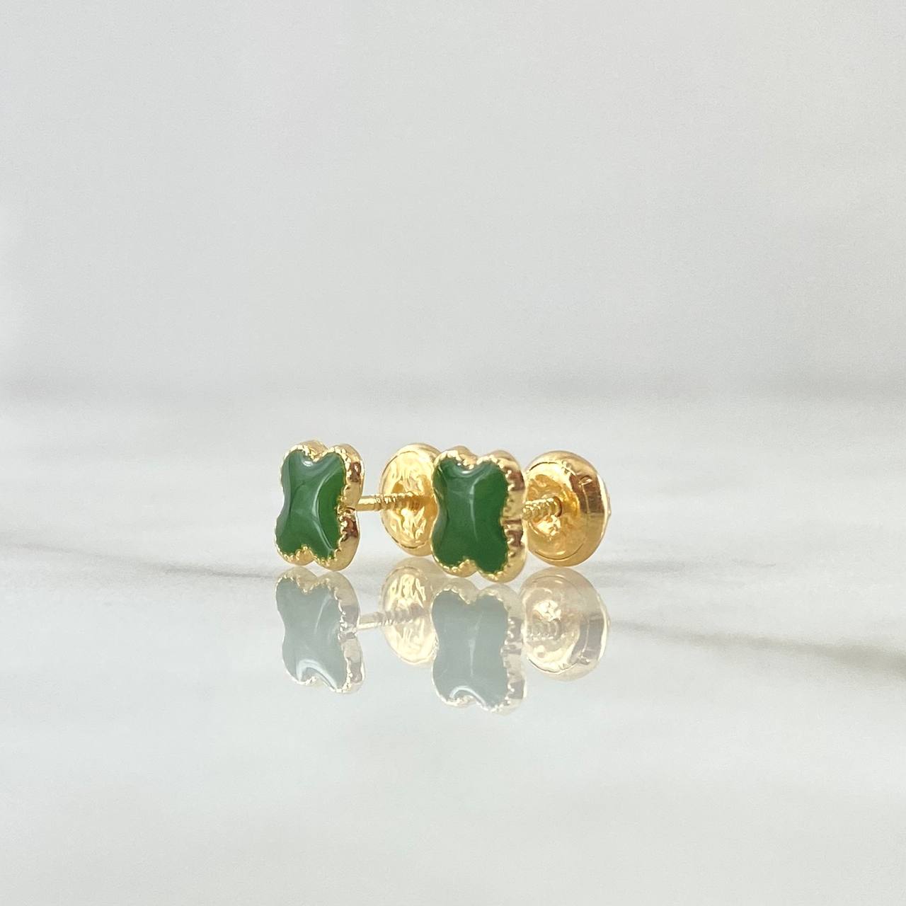 Topos Trebol 1gr / 6mm Borde Punteado Resina Verde Oro Amarillo 18K ©