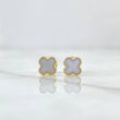 Topos Trebol 0.9gr / 6mm Borde Punteado Resina Blanca Oro Amarillo 18K ©