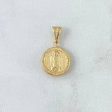 Dije Virgen Guadalupe 0.85gr / 2.1cm / Circulo Texturizado - Cargador Liso Oro Amarillo 18K