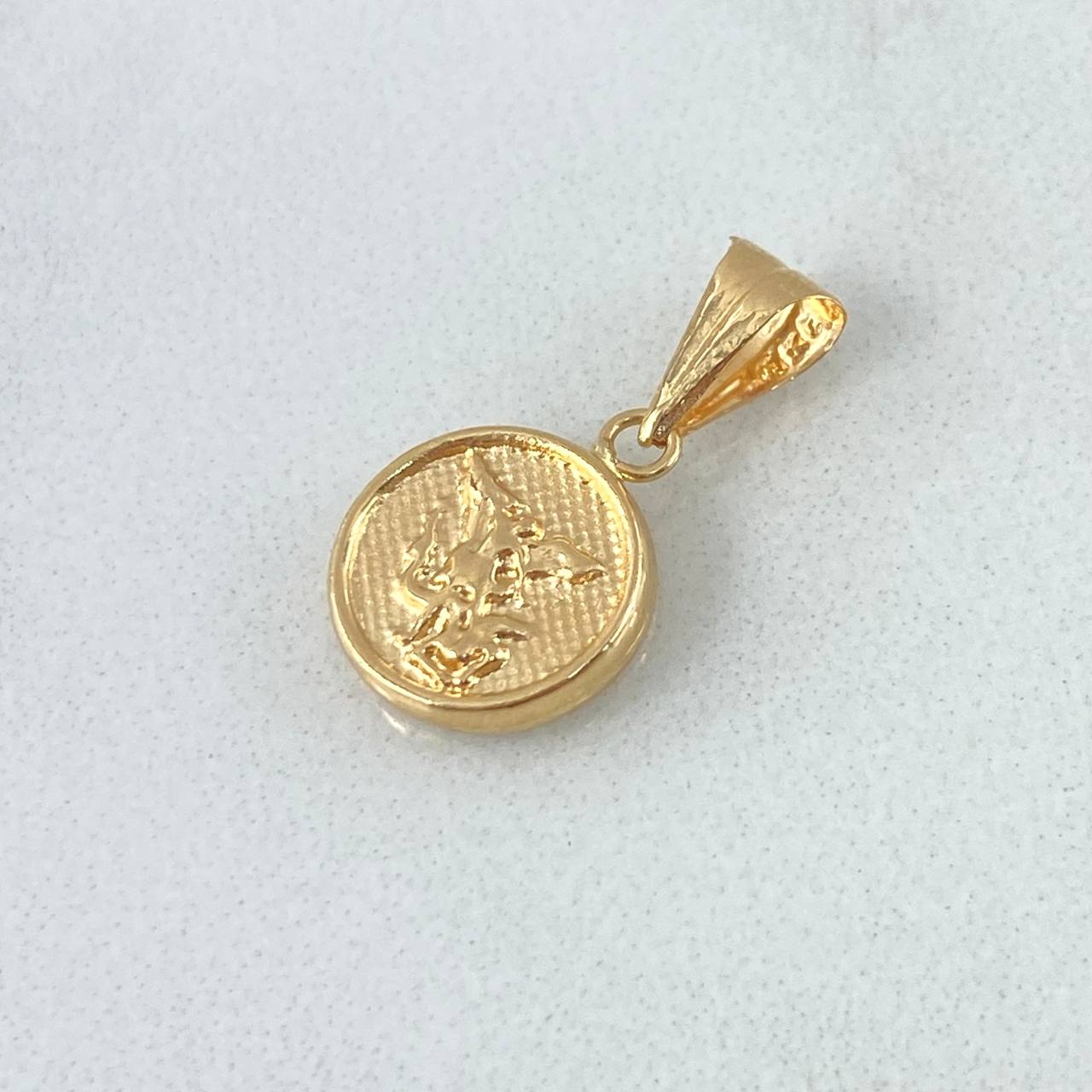 Dije San Miguel Arcángel 0.65gr / 1.8cm / Troquelado Texturizado Borde Liso Oro Amarillo 18K