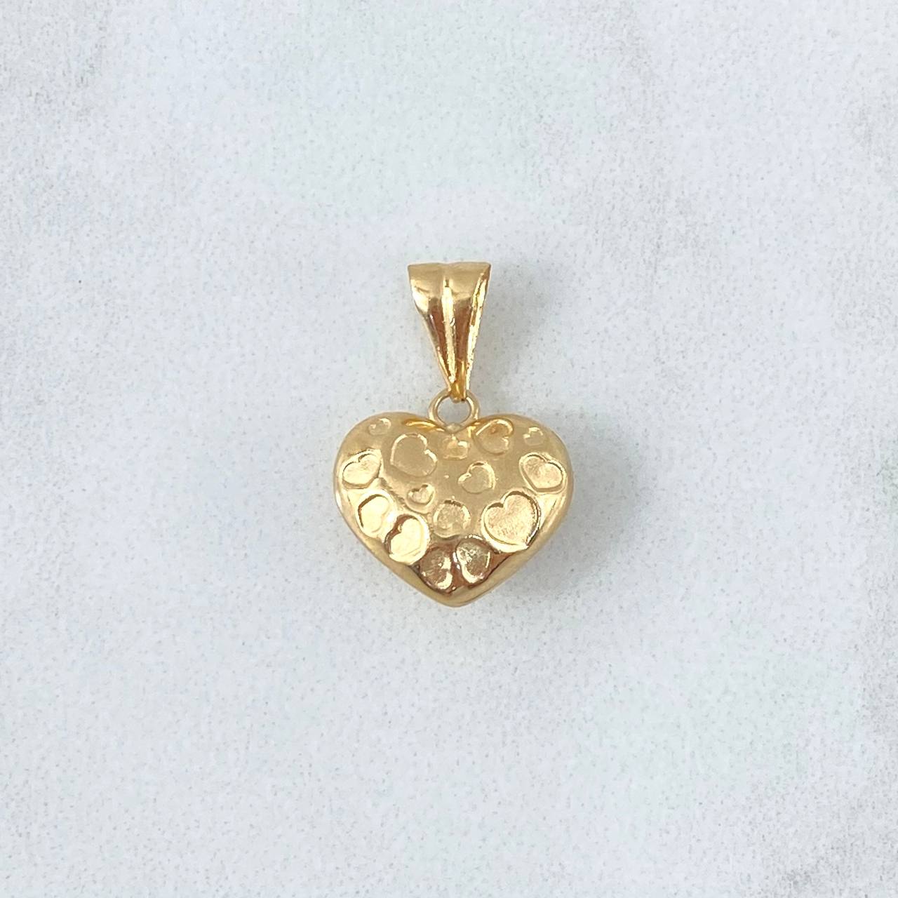 Dije Corazón Tallado 0.8gr / 1.5cm / Troquelado Relieve Oro Amarillo 18K