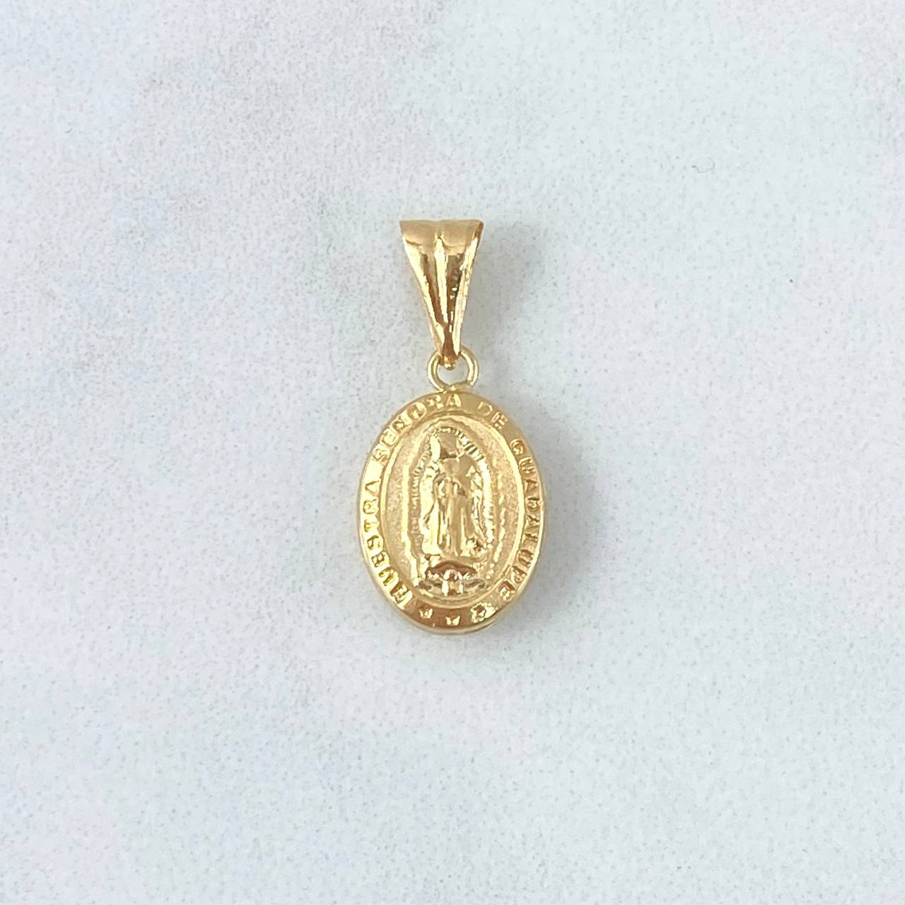 Dije Virgen Guadalupe 0.75gr / 2.1cm / Mate - Cargador Liso Oro Amarillo 18K