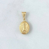 Dije Virgen Guadalupe 0.75gr / 2.1cm / Mate - Cargador Liso Oro Amarillo 18K