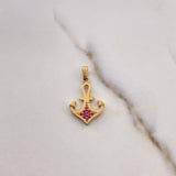 Dije Ancla 1.75gr / 2.7cm / Circones Fucsia Oro Amarillo 18K $