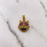 Dije Emoji Gato 5.2gr / 2.8cm / Circones Amarillos Negros Fucsia Dos Oros Negro Amarillo 18K $