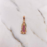 Dije Virgen Guadalupe 3.2gr / 3.5cm / Circones Verdes Fucsias Oro Rosa 18K $