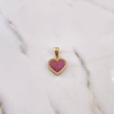 Dije Corazon 2.6gr / 2.4cm / Circones Rojos Blancos Oro Amarillo 18K $