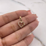 Dije Corazon 0.8gr / 1.8cm / Circones Blancos Oro Amarillo 18K $