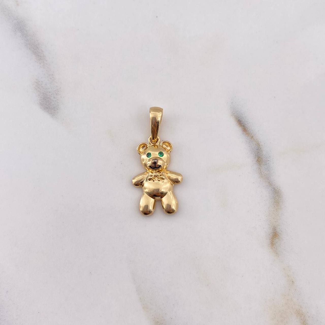 Dije Oso 1.8gr / 2.5cm / Circones Verdes Oro Amarillo 18K $