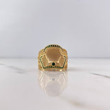 Anillo Silla De Caballo 10.9gr / T9 1/2 / Circones Verdes Blancos Oro Amarillo 18K $