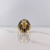 Anillo Leon 13.95gr / T10 3/4 / Circones Verdes Negros Dos Oros Negro Amarillo 18K $