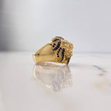 Anillo Leon 13.95gr / T10 3/4 / Circones Verdes Negros Dos Oros Negro Amarillo 18K $