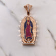 Dije Virgen Guadalupe 28.7gr / 6.6cm / Circones Fucsias Azules Blancos Oro Rosa 18K $