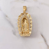 Dije Virgen Guadalupe 13.7gr / 5.4cm / Circones Negros Blancos Tres Oros 18K $