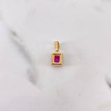 Dije Halo Cuadrado 1.3gr / 1.5cm / Circones Fucsia Blancos Oro Amarillo 18K &