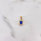 Dije Halo Cuadrado 1.3gr / 1.5cm / Circones Azul Blancos Oro Amarillo 18K $