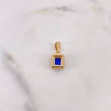 Dije Halo Cuadrado 1.3gr / 1.5cm / Circones Azul Blancos Oro Amarillo 18K $