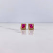 Topos Halo Cuadrado 2.45gr / Circones Fucsia Blancos Oro Amarillo 18K $