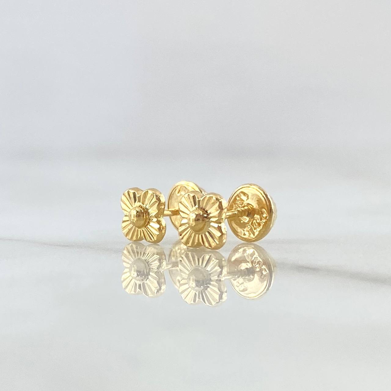 Topos Flor 0.6gr / 5mm Diamantada Oro Amarillo 18K