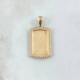 Dije Placa Rectangular Espejo 4.85gr / 3.2cm / Cargador Liso Circones Blancos Oro Amarillo 18K *