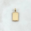 Dije Placa Rectangular Espejo 2.5gr / 2.6cm / Cargador Liso Circones Blancos Oro Amarillo 18K