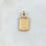 Dije Placa Rectangular Espejo 2.5gr / 2.6cm / Cargador Liso Circones Blancos Oro Amarillo 18K *